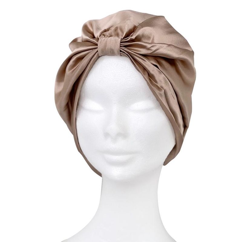 Sove turban i silke-champagne