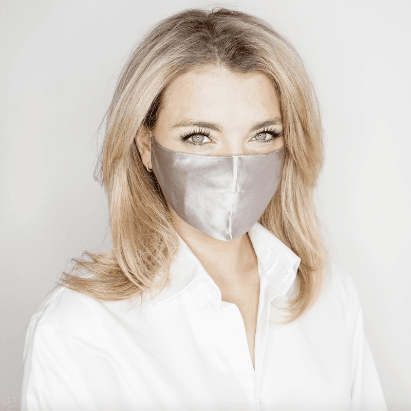 Munnbind i silke-rosa