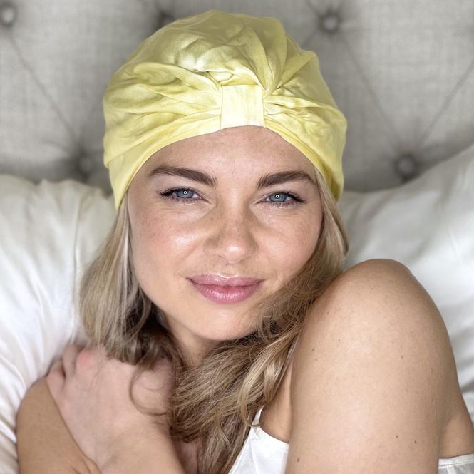 Hovedbilde Sove turban i silke-gul